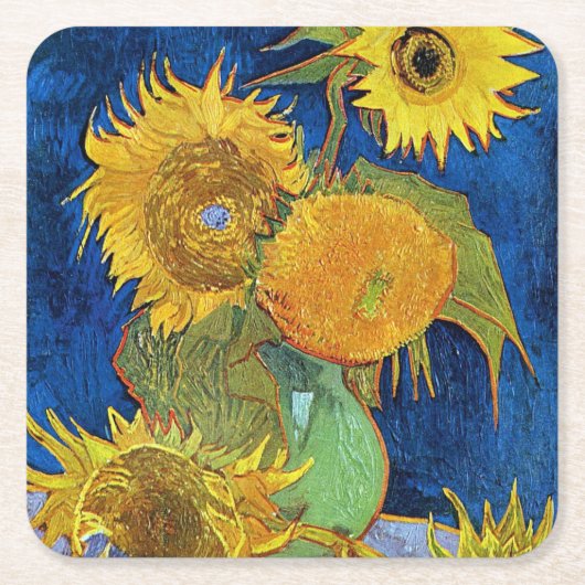 Sechs Sonnenblumen, Van Gogh Rechteckiger Pappuntersetzer (Vorderseite)