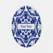 Sechs-Sterne-Keramik in Blau und Weiß Ornament Aus Metall (Vorderseite links)