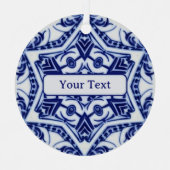 Sechs-Sterne-Keramik in Blau und Weiß Ornament Aus Metall (Vorderseite)