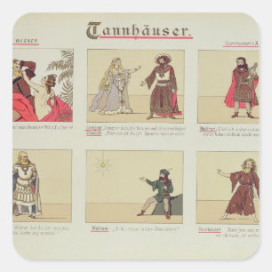 Sechs Szenen zur Oper "Tannhauser" Quadratischer Aufkleber