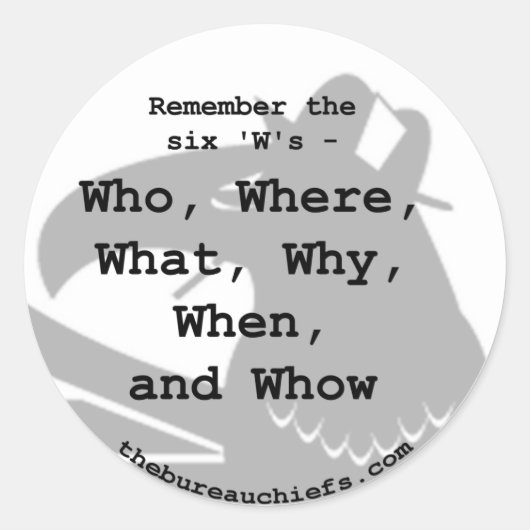 Sechs-W-Taste Runder Aufkleber (Vorderseite)