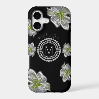 Sechs weiße Blumen mit Diamanten und Ihrem Namen