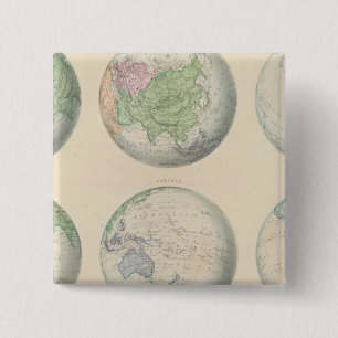 Sechs Weltkarten Button