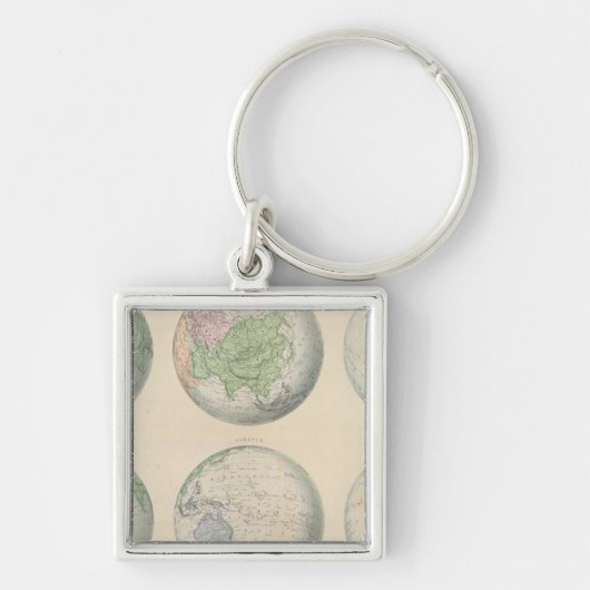 Sechs Weltkarten Schlüsselanhänger (Vorne)
