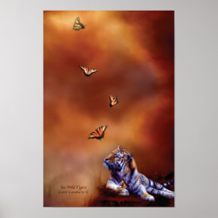 Sechs wildes Tiger-Kunst-Plakat/Druck Poster