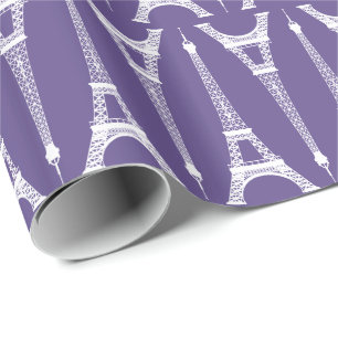 Sechs-Zoll-weiße Eiffelturme / Ultra-Violett Lila Geschenkpapier