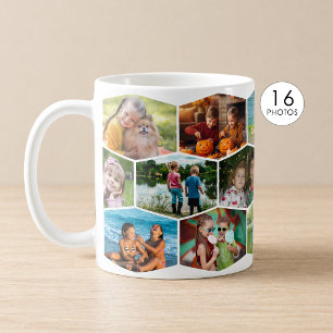 Sechseck 16 Foto-Collage modernes Muster Wrap Kaffeetasse