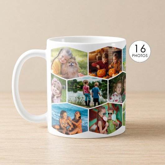Sechseck 16 Foto-Collage modernes Muster Wrap Kaffeetasse