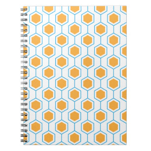 Sechseck abstrakt geometrisches Muster in Orange B Notizblock