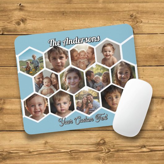 Sechseck-Familienfoto-Collage Mousepad