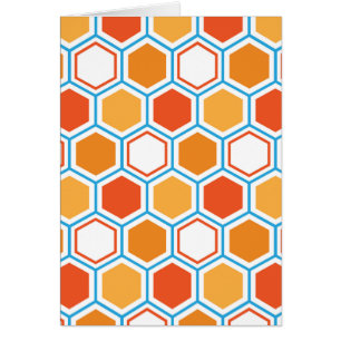 Sechseck in Orange, Blau und Weiß