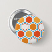Sechseck in Orange, Blau und Weiß Button (Vorne & Hinten)