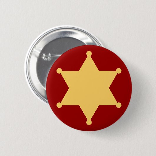 Sechseck Sheriffstern hexagon sheriff's badge Button (Vorne & Hinten)