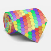 Sechsecke - Regenbogen Krawatte (Gerollt)