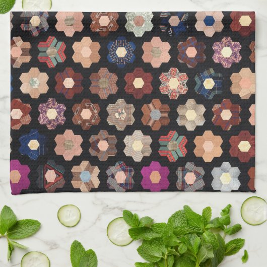 Sechseckgequilt Geschirrtuch (Gefaltet)