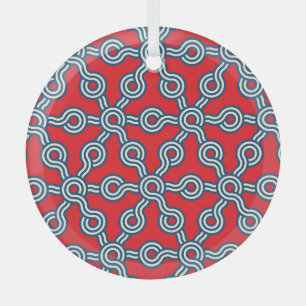 Sechseckgitter, rot blau, geometrisches Muster. Ornament Aus Glas