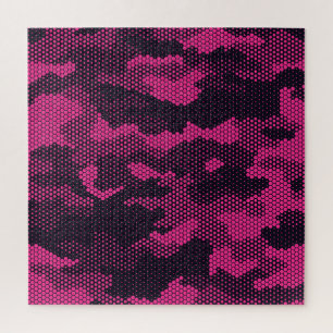 Sechseckige Camouflage, militärischer Hintergrund Puzzle