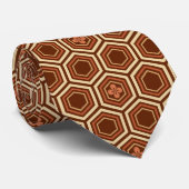 Sechseckiger Kimono-Druck, Brown und Beige Krawatte (Gerollt)