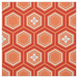 Sechseckiger Kimono-Druck, Mandarine Stoff