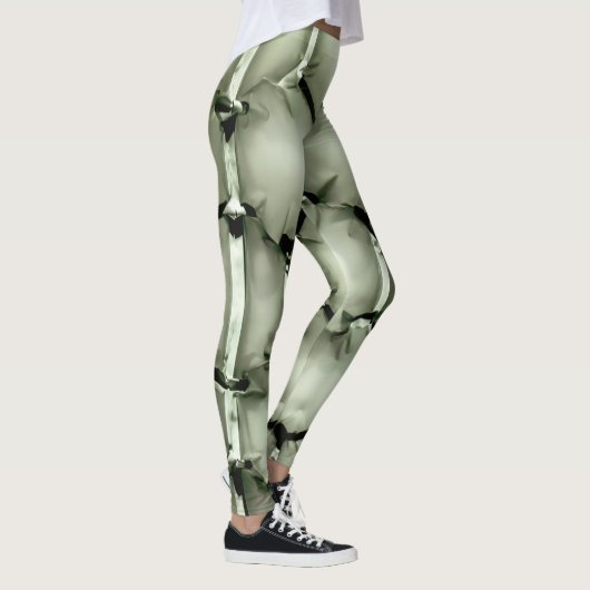 Sechskantgrüner Bubble texturierter Hintergrund Leggings (Rechts)