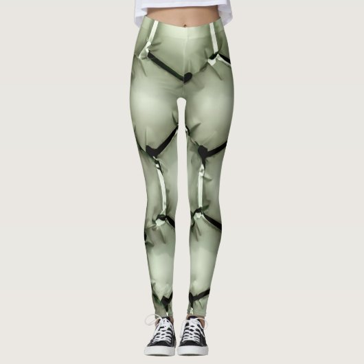 Sechskantgrüner Bubble texturierter Hintergrund Leggings (Vorderseite)