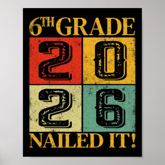 Sechste 6. Klasse Abschluss 2026 Retro Grundschule Poster