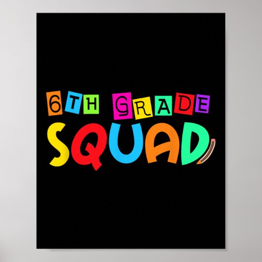 Sechste 6. Klasse Squad Back To School Erster Schu Poster (Vorne)