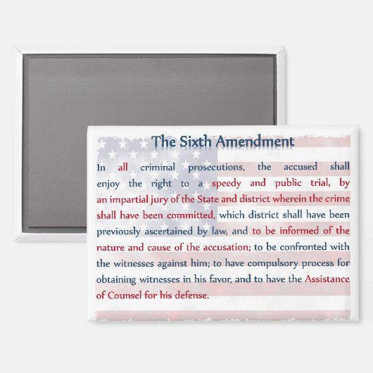 Sechste Änderung Magnet (Vorderseite/Rückseite)