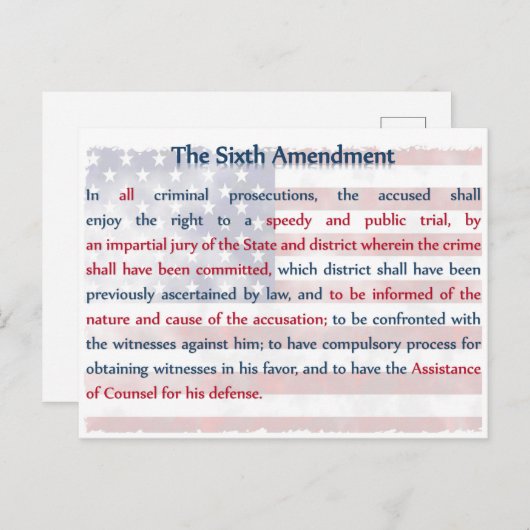 Sechste Änderung Postkarte (Vorne/Hinten)