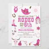Sechste Rodeo Western Cowgirl 6. Geburtstag Einladung (Vorderseite)