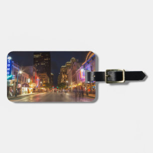 Sechste Straße bei Dusk im Stadtzentrum von Austin Gepäckanhänger