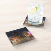 Sechste Straße bei Dusk im Stadtzentrum von Austin Glasuntersetzer (Schrägansicht)