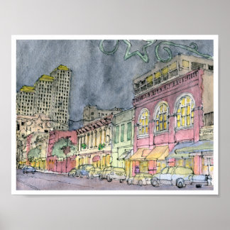 Sechste Straße, die nach Westen, Austin, Texas aus Poster