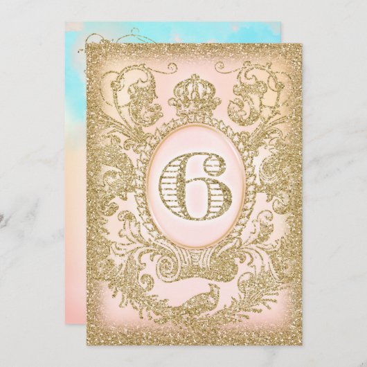 Sechster Geburtstag einmal auf Zeitprinzessin Einladung (Vorne/Hinten)