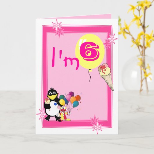 Sechster Geburtstag Karte (Gelbe Blume)