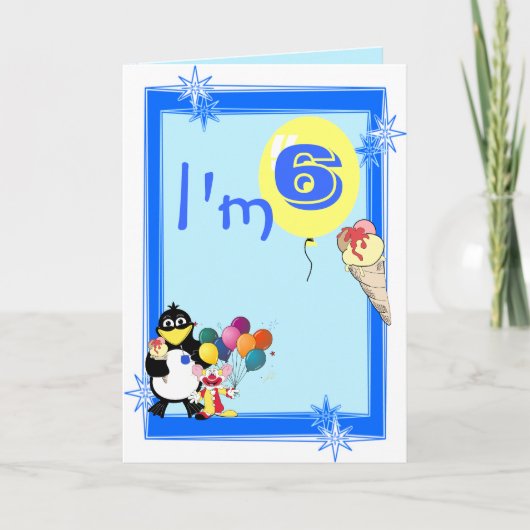 Sechster Geburtstag Karte (Vorderseite)
