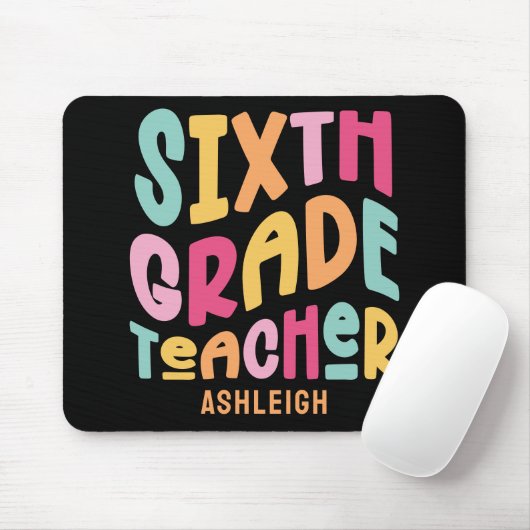 Sechster Klasse Lehrer Farbiger Text Mousepad (Mit Mouse)