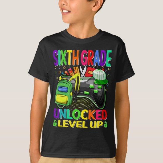 Sechstes Level-Up-Videospiel der Stufe entsperrt T-Shirt (Vorderseite)