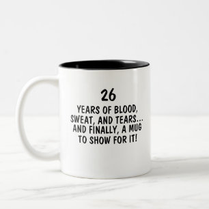 Sechsundzwanzigste Arbeit, 26 Jahre Arbeitsjubiläu Zweifarbige Tasse