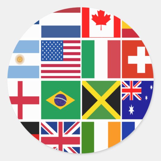 Sechzehn Flaggen vieler T - Shirt, Tasse, Runder Aufkleber (Vorderseite)