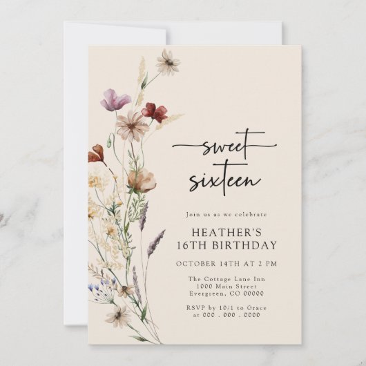 sechzehn Geburtstag Einladung (Vorderseite)