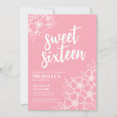 Sechzehn rosa Elegant Sweet 16 Party Einladung (Vorderseite)