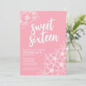 Sechzehn rosa Elegant Sweet 16 Party Einladung (Stehend Vorderseite)