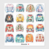 Sechzehn Ugly Weihnachtssüßer Aufkleber (Blatt)