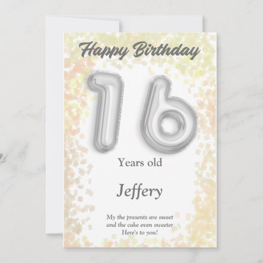 Sechzehnjährige Happy Birthday Card (Vorderseite)