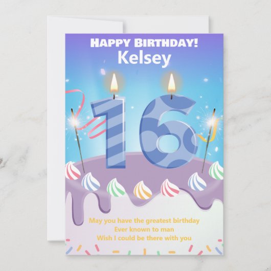 Sechzehnjährige Happy Birthday Card personalisiert (Vorderseite)