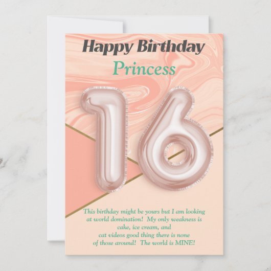 Sechzehnjährige Mädchen Happy Birthday Card (Vorderseite)