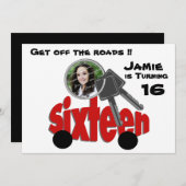 sechzehnte Geburtstag/ Autoschlüssel Einladung (Vorne/Hinten)