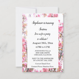 sechzehnte Geburtstag Cherry Blumenrosa Lila Niedl Einladung
