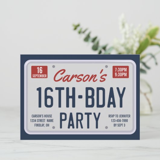 Sechzehnte Geburtstagsfeier Einladung (Stehend Vorderseite)